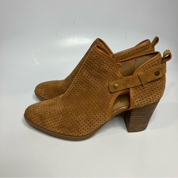 Franco Sarto Dakota ankle boots cognac perforated leather size 9 - Picture 5 of 10